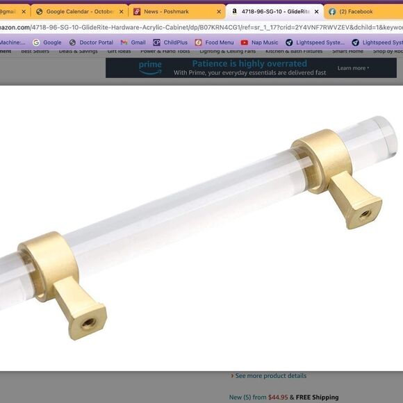 NWT 10 pack GlideRite Hardware Cabinet Drawer Handles Clear Modern Look NEW - Picture 13 of 17